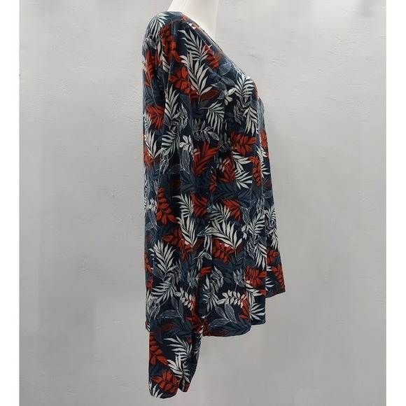 Hang Ten Sun Shirt Women's Medium Tropical Leaf UPF 50+ Blue Orange Long Sleeve - Picture 2 of 8